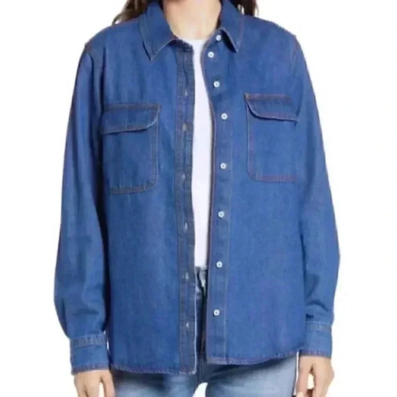 Treasure & Bond Cotton  Boyfriend Jean Jacket Women's M - Picture 1 of 10